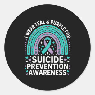 I Wear Teal & Purple For Suicide Prevention Aw Classic Round Sticker