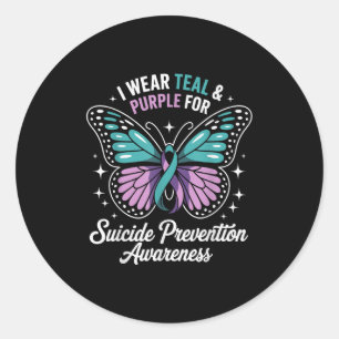 I Wear Teal & Purple For Suicide Prevention Aw Classic Round Sticker