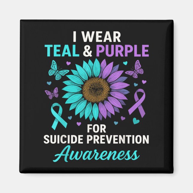 I Wear Teal &amp; Purple For Suicide Prevention Aw Magnet (Front)