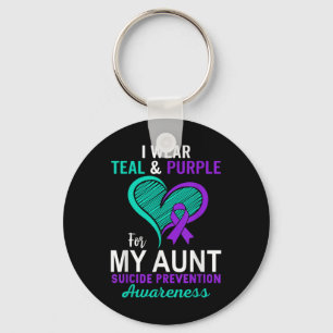 I Wear Teal & Purple In Memory Of My Aunt Suic Key Ring