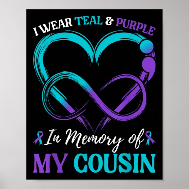 I Wear Teal &amp; Purple In Memory Of My Cousin  Poster (Front)