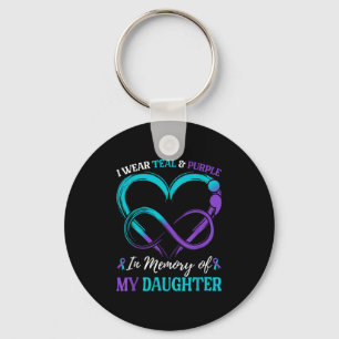 I Wear Teal & Purple In Memory Of My Daughter Key Ring
