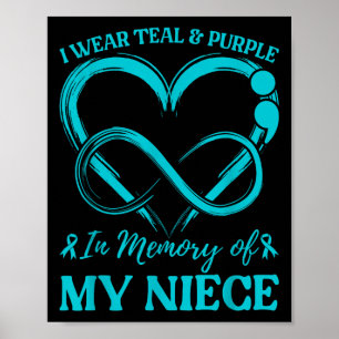 I Wear Teal & Purple In Memory Of My Niece Poster