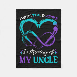 I Wear Teal & Purple In Memory Of My Uncle Fleece Blanket