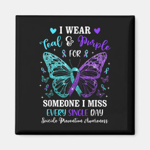 I Wear Teal & Purple Suicide Prevention Awaren Magnet