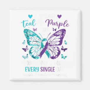 I Wear Teal & Purple Suicide Prevention Awaren Magnet
