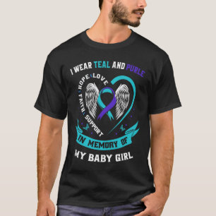 I Wear Teal And Purple Baby Suicide Awareness Ribb T-Shirt