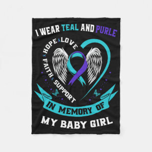 I Wear Teal And Purple By Suicide Awareness Ribbon Fleece Blanket