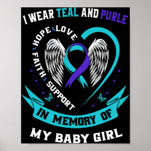 I Wear Teal And Purple By Suicide Awareness Ribbon Poster