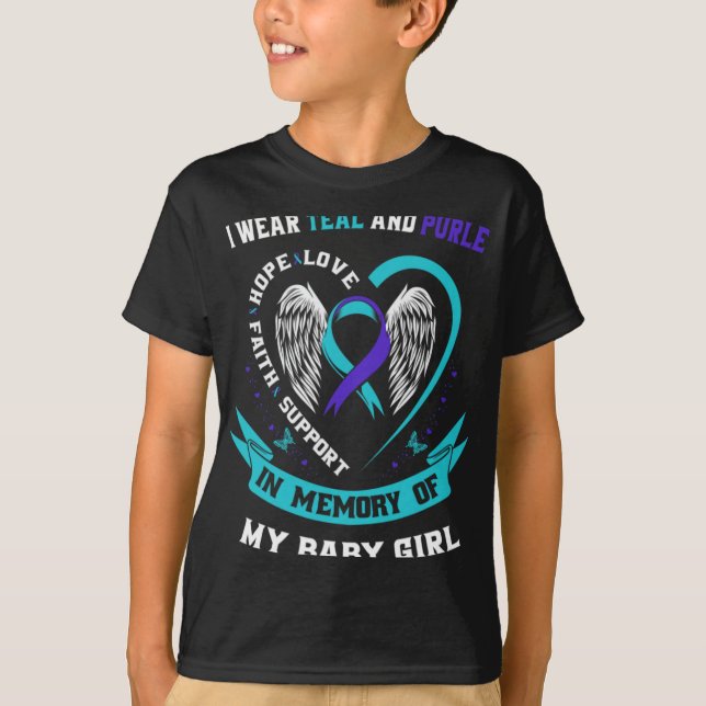I Wear Teal And Purple By Suicide Awareness Ribbon T-Shirt (Front)