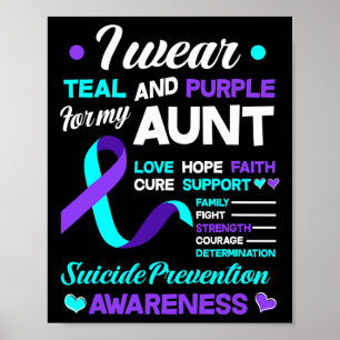 I Wear Teal And Purple For My Aunt Suicide Prevent Poster