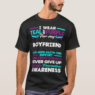 I Wear Teal And Purple For My Boyfriend Suicide Aw T-Shirt