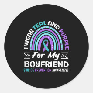 I Wear Teal And Purple For My Boyfriend Suicide Pr Classic Round Sticker