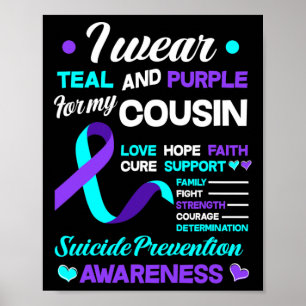 I Wear Teal And Purple For My Cousin Suicide Preve Poster