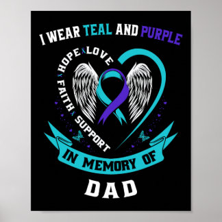 I Wear Teal And Purple For My Dad Suicide Awarenes Poster