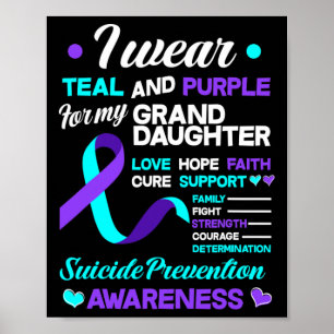 I Wear Teal And Purple For My Grandaughter Suicide Poster