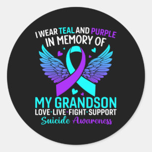 I Wear Teal And Purple For My Grandson Suicide Pre Classic Round Sticker