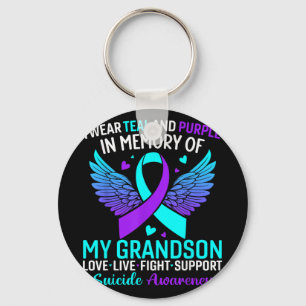 I Wear Teal And Purple For My Grandson Suicide Pre Key Ring