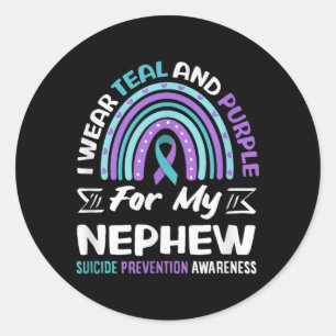 I Wear Teal And Purple For My Nephew Prevention Classic Round Sticker
