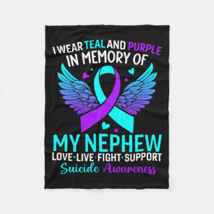 I Wear Teal And Purple For My Nephew Prevention Fleece Blanket