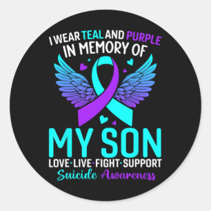 I Wear Teal And Purple For My Son Suicide Preventi Classic Round Sticker