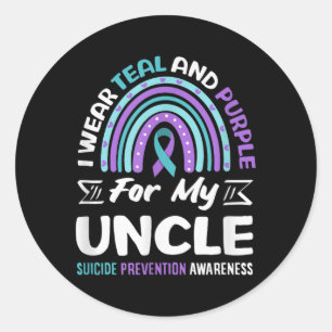 I Wear Teal And Purple For My Uncle Prevention Classic Round Sticker