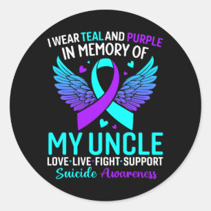 I Wear Teal And Purple For My Uncle Prevention Classic Round Sticker