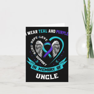 I Wear Teal And Purple For My Uncle Suicide Awaren Card
