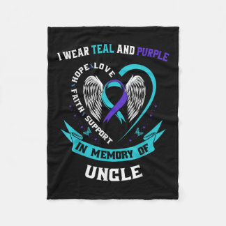 I Wear Teal And Purple For My Uncle Suicide Awaren Fleece Blanket