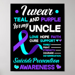 I Wear Teal And Purple For My Uncle Suicide Preven Poster