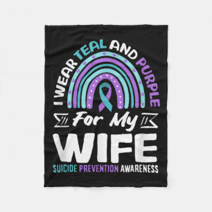 I Wear Teal And Purple For My Wife Prevention Fleece Blanket