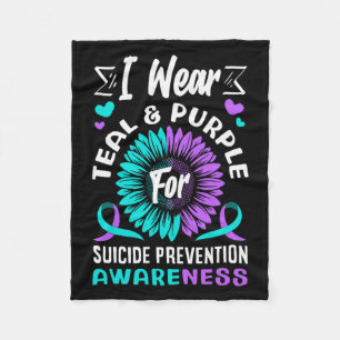 I Wear Teal And Purple For Prevention Awareness Fleece Blanket