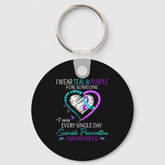 I Wear Teal And Purple For Someone Heart Suicide P Key Ring