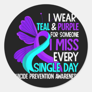 I Wear Teal And Purple For Someone I Miss Suicide Classic Round Sticker