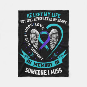 I Wear Teal And Purple For Someone I Miss Suicide  Fleece Blanket