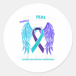 I Wear Teal And Purple For Someone I Miss Teal Pur Classic Round Sticker