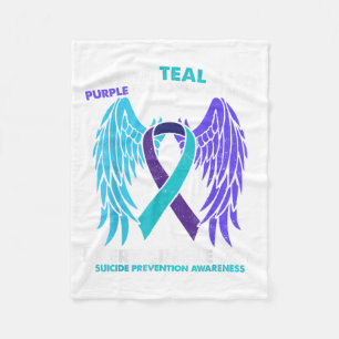 I Wear Teal And Purple For Someone I Miss Teal Pur Fleece Blanket