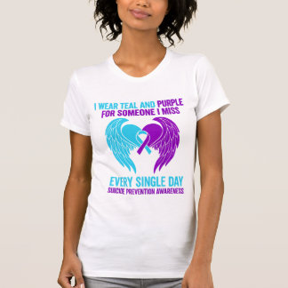 I Wear Teal and Purple for Someone Suicide Awarene T-Shirt