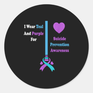 I Wear Teal And Purple For Suicide Prevention Awar Classic Round Sticker