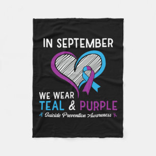 I Wear Teal And Purple For Suicide Prevention Awar Fleece Blanket