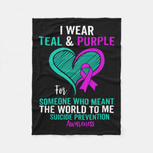 I Wear Teal And Purple For Suicide Prevention Awar Fleece Blanket
