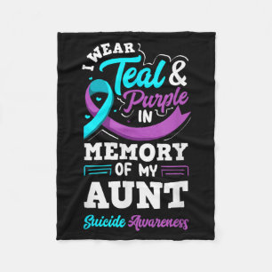 I Wear Teal And Purple In Memory Of My Aunt Design Fleece Blanket