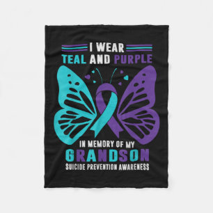 I Wear Teal And Purple In Memory Of My Grandson Fleece Blanket