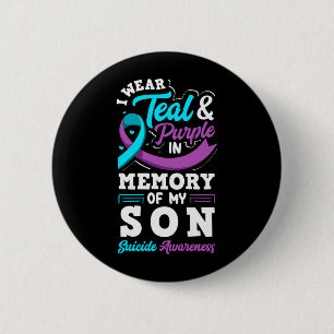 I Wear Teal And Purple In Memory Of My Son 6 Cm Round Badge