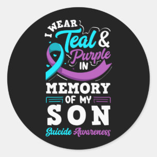 I Wear Teal And Purple In Memory Of My Son Classic Round Sticker