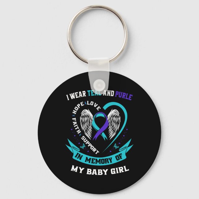 I Wear Teal And Purple  Key Ring (Front)
