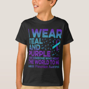 I Wear Teal And Purple Ribbon Suicide Prevention A T-Shirt