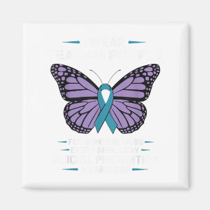 I Wear Teal And Purple Suicide Awareness Mental He Magnet