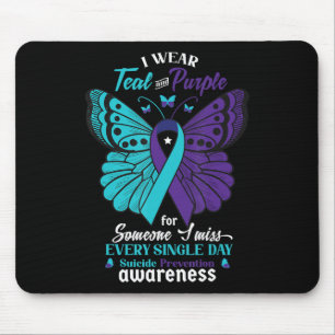 I Wear Teal and Purple Suicide Awareness Mental He Mouse Pad