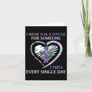 I Wear Teal And Purple Suicide Awareness Ribbon Cr Card